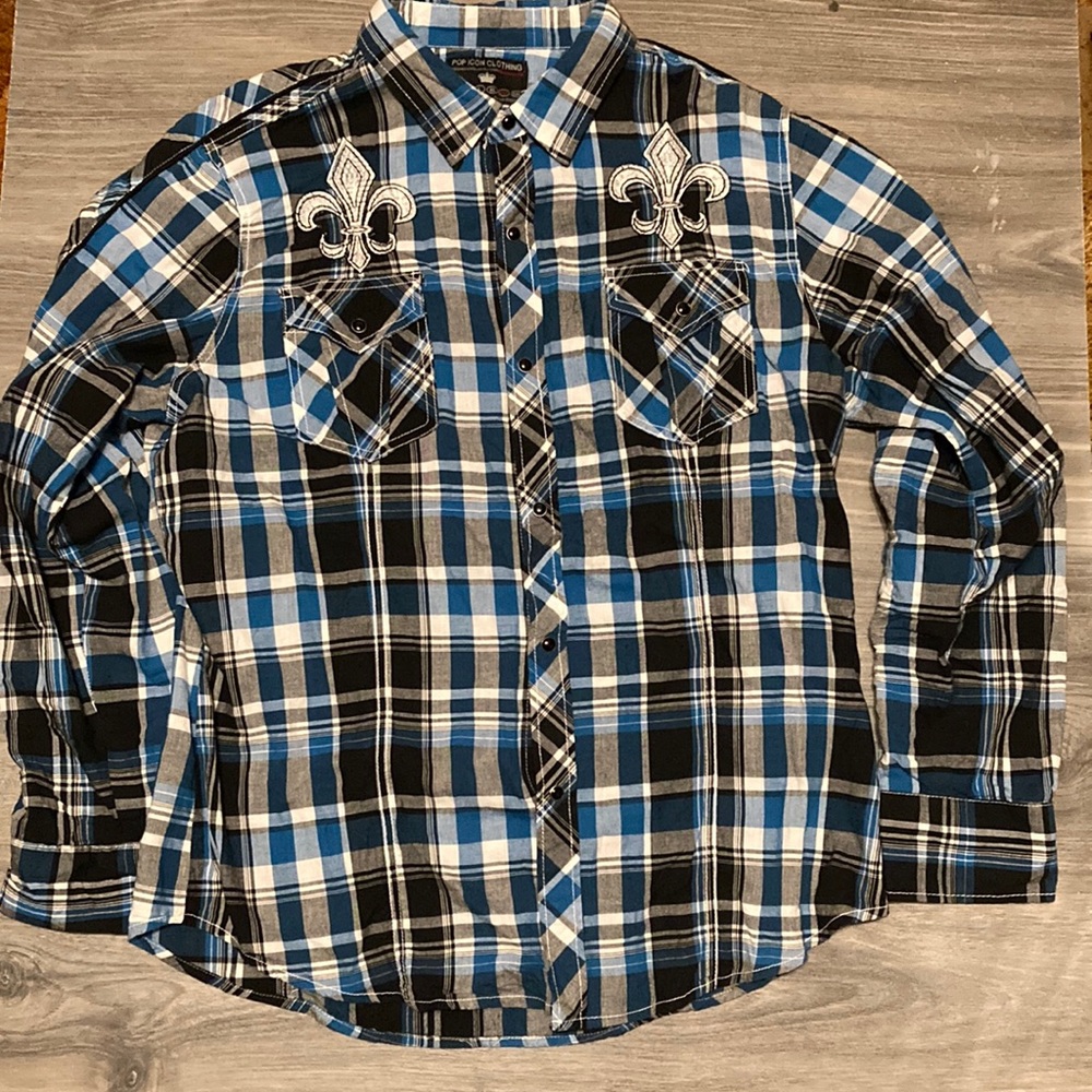 Pop Icon Clothing for Buckle 2XL Plaid Button Down